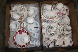 TWO TRAYS OF ASSORTED ROYAL ALBERT CHINA TO INCLUDE AN OLD ENGLISH ROSE, TIFFANY, WESTBORNE ETC