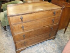 A VINTAGE OAK 4 DRAWER CHEST H-80 W-91 CM