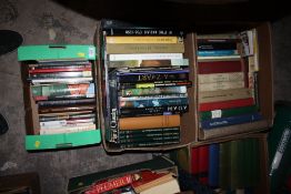 FOUR BOXES OF BOOKS TO INCLUDE ART, LITERATURE AND SCIENTIFIC EXAMPLES