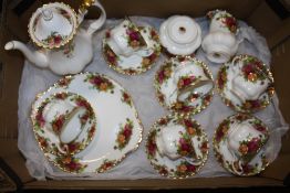 A TRAY OF ROYAL ALBERT OLD COUNTRY ROSES CHINA TO INCLUDE A COFFEE POT
