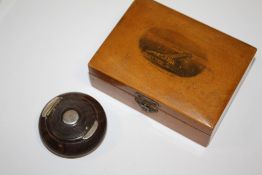 AN ANTIQUE SNUFF BOX AND A MAUCHLIN WARE BOX