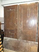 A LARGE PAIR OF TALL SCHOOL TYPE CUPBOARDS H-246 CM W-188 CM A/F