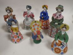 SIX CONTINENTAL NAIVE FOLK STYLE CUP FIGURES PLUS A COCKEREL A/F
