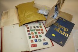 TWO STAMP ALBUMS AND CONTENTS TOGETHER WITH A QUANTITY OF LOOSE VINTAGE STAMPS