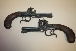 A PAIR OF REPRODUCTION FLINTLOCK KNIFE PISTOLS