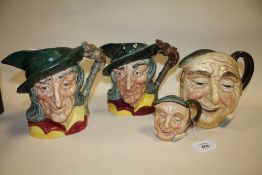 TWO ROYAL DOULTON CHARACTER JUGS - RIP VAN WINKLE, both large D6403, H 18 cm AND TWO ROYAL DOULTON
