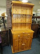 A SMALL MODERN PINE KITCHEN DRESSER H-199 W-89 CM