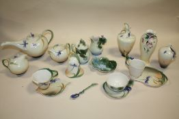 A QUANTITY OF FRANZ PORCELAIN TO INCLUDE A DRAGONFLY PATTERN THREE PIECE TEA SERVICE