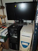 TWO COMPUTER TOWERS TO INCLUDE A NOVATECH EXAMPLE PLUS A DELL MONITOR - WITHOUT CABLES
