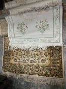 TWO 20TH CENTURY CARPETS TO INCLUDE AN ISRAELI HEBRON EXAMPLE 180 X 90 CM PLUS 2 OTHERS (4)