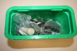 A BOX OF WHITE METAL COINAGE