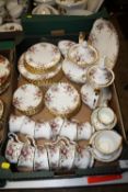 A TRAY OF ROYAL ALBERT COTTAGE GARDEN CHINA TO INCLUDE TEA AND COFFEE POTS, CUPS AND SAUCERS ETC.
