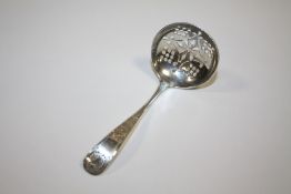 A HALLMARKED SILVER SIFTER SPOON