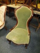 A VICTORIAN MAHOGANY FRAMED LADIES CHAIR