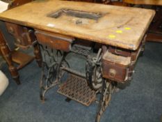 A VINTAGE CAST TREADLE SEWING MACHINE BASE A/F
