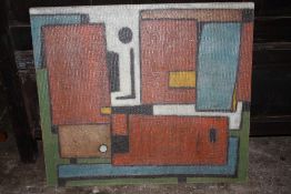 AN ABSTRACT UNFRAMED COMPOSITION LAID ON BOARD INITIALLED B I