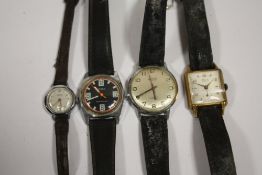 FOUR VINTAGE WRISTWATCHES TO INCLUDE AN ART DECO STYLE RELA EXAMPLE