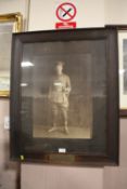 AN ANTIQUE OAK FRAMED MILITARY INTEREST PHOTOGRAPH OF MAJOR J.E.BLAKEMORE .M.C COMMANDING 43RD