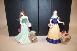 TWO BOXED ROYAL WORCESTER FIGURES CHERRY AND LAVENDER