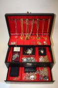 A JEWELLERY BOX AND CONTENTS