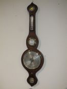 A 19 CENTURY MAHOGANY BANJO BAROMETER H-96 CM
