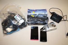 A QUANTITY OF ELECTRICALS TO INCLUDE MOBILE PHONES, DASH CAM ETC