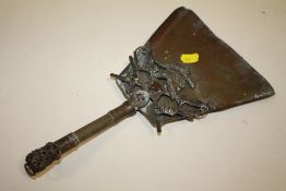 A VINTAGE BRASS ARMORIAL SHOVEL