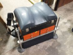 A FISHING BOX/SEAT PLUS CONTENTS