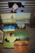 A COLLECTION OF UNFRAMED OIL PAINTINGS BY N. P. MERRICK TO INCLUDE ABSTRACT EXAMPLES, STILL LIFE ETC