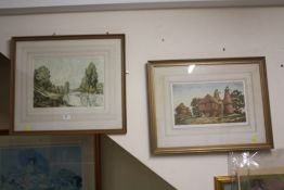 TWO FRAMED AND GLAZED SIGNED JAMES PRIDDEY PRINTS ENTITLED 'MORNING GLORY KENT' AND 'THE SEVERN'