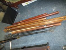 A COLLECTION OF ASSORTED VINTAGE AND MODERN CURTAIN POLES