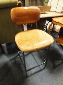 A MODERN TAN LEATHER BAR STOOL A/F