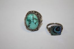 TWO VINTAGE SILVER DRESS RINGS