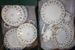 TWO TRAYS OF ROYAL ALBERT WINSOME CHINA TO INCLUDE TUREENS, COFFEE POT ETC