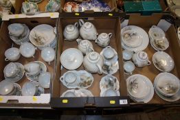 THREE TRAYS OF JAPANESE STYLE HAND PAINTED EGG SHELL CHINA