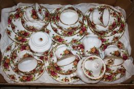 A TRAY OF ROYAL ALBERT OLD COUNTRY ROSES CHINA TO INCLUDE A SMALL TEAPOT