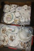TWO TRAYS OF ASSORTED ROYAL ALBERT CHINA TO INCLUDE SORENTO, CAROLINE, VIOLETTA ETC