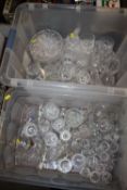 TWO BOXES OF CUT GLASS TO INCLUDE WATERFORD CRYSTAL