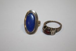 TWO VINTAGE SILVER DRESS RINGS