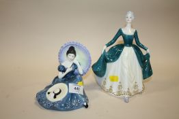 TWO ROYAL DOULTON FIGURES, REGAL LADY HN2709 AND PENSIVE MOMENTS HN2704