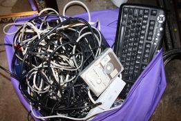 A BAG OF ELECTRICALS TO INCLUDE A COMPUTER HARD DRIVE ETC.