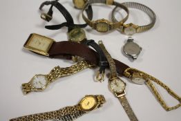 A BAG OF LADIES WRISTWATCHES TO INCLUDE A 9 CARAT GOLD CASED EXAMPLE