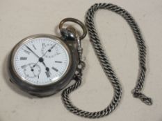 AN OPEN FACED CHRONOMETER ON CHAIN A/F