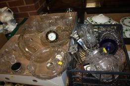 THREE BOXES OF CUT GLASS ETC