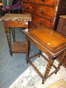 TWO OAK BARLEYTWIST OCCASIONAL TABLES (2)