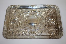 A HALLMARKED SILVER SERVING TRAY APPROX WEIGHT - 275.7G