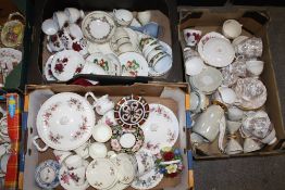 THREE TRAYS OF ASSORTED CHINA TO INCLUDE ROYAL ALBERT, ROYAL CROWN DERBY SAUCER, REGENCY CHINA ETC