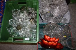 THREE BOXES OF ASSORTED GLASSWARE TO INCLUDE CUT GLASS
