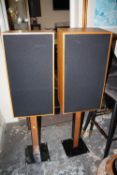 A PAIR OF LARGE KEF REFERENCE SERIES MODEL 104AB SPEAKERS ON SAVONGA STANDS