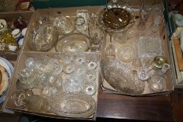THREE TRAYS OF ASSORTED GLASSWARE TO INCLUDE CUT GLASS